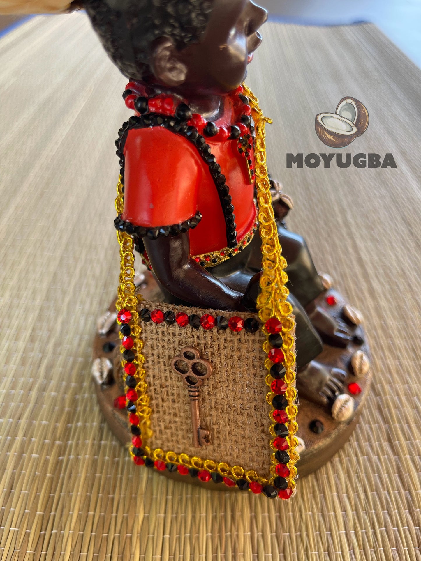 RHINESTONED - Orisha Eleggua Sitting Statue for Altar - Santeria