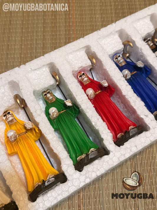 7 PACK Mini Santa Muerte Statues - 3.5" with Scythe - (Removable)