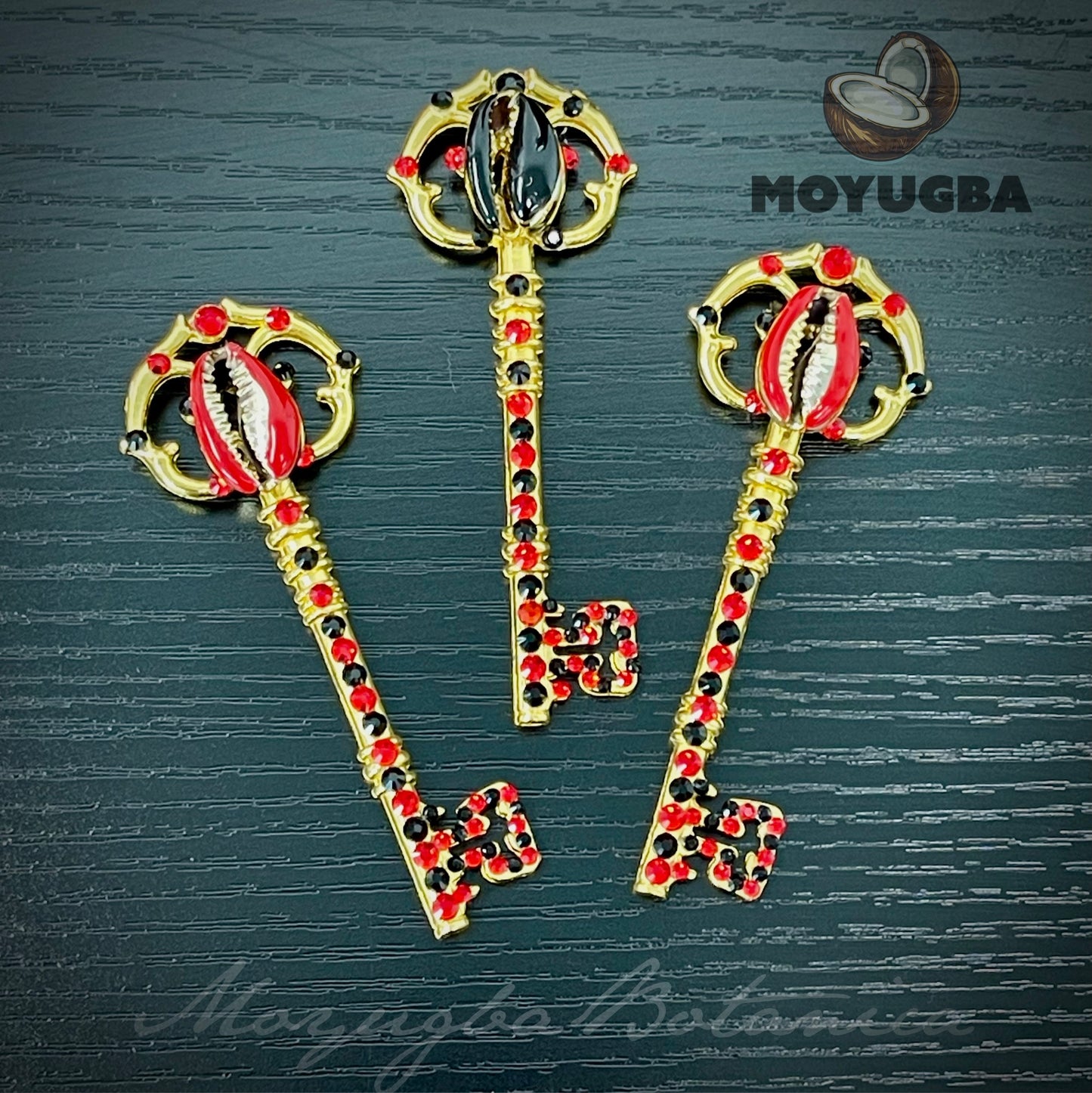 Handcrafted Rhinestoned Eleggua Keys -Llaves para Eleggua - Set of 3 Santeria/Yoruba