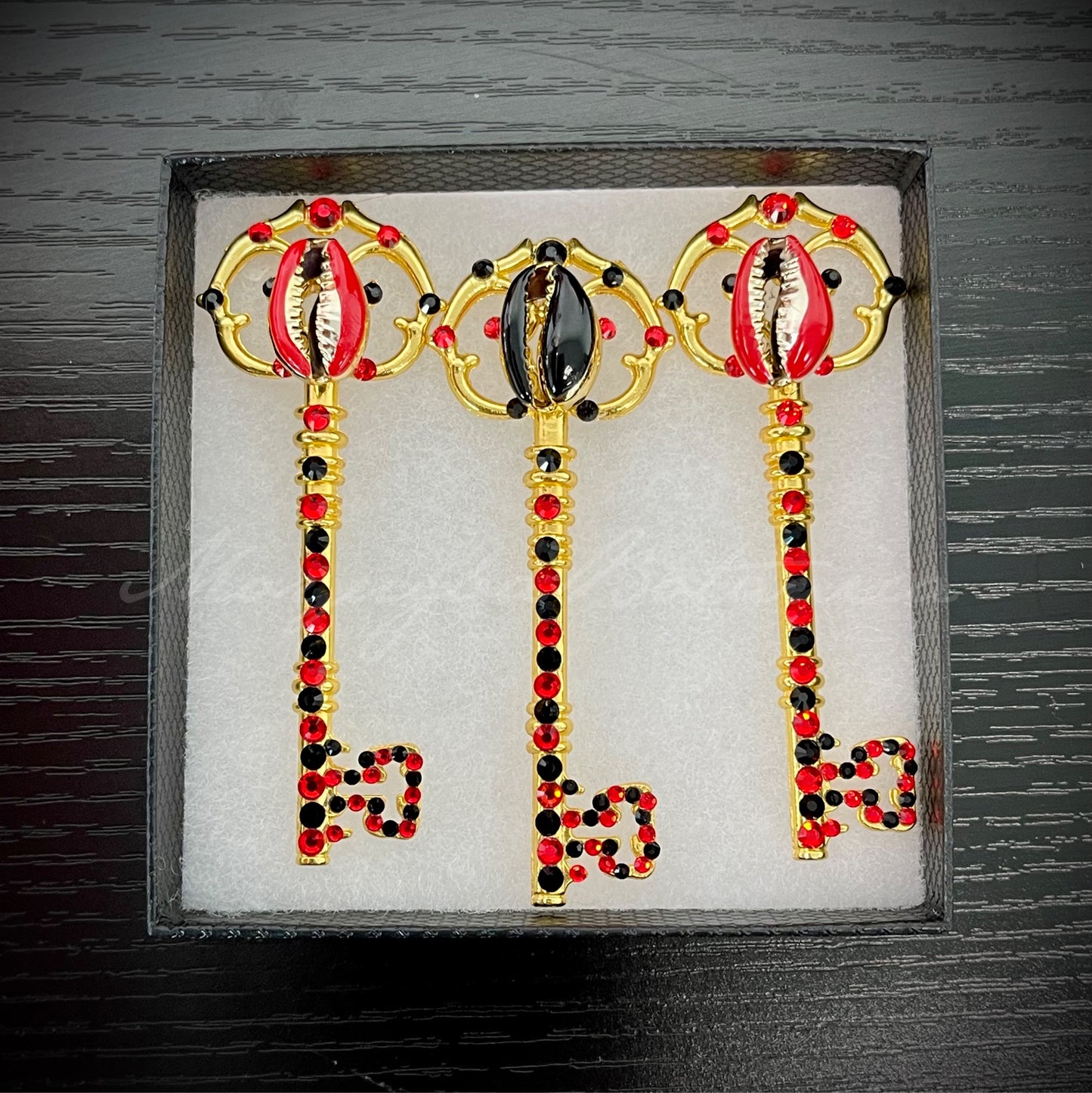 Handcrafted Rhinestoned Eleggua Keys -Llaves para Eleggua - Set of 3 Santeria/Yoruba