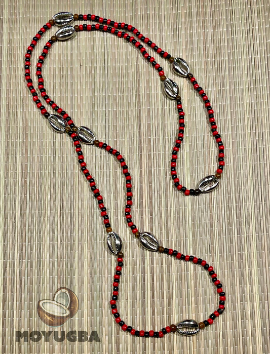 Eleggua with Tiger Eye Beads/Cowrie Shells - Necklace/Collar/Eleke - Santeria/Yoruba