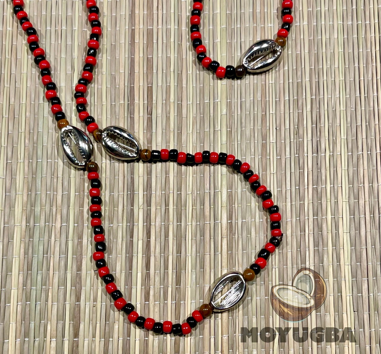 Eleggua with Tiger Eye Beads/Cowrie Shells - Necklace/Collar/Eleke - Santeria/Yoruba