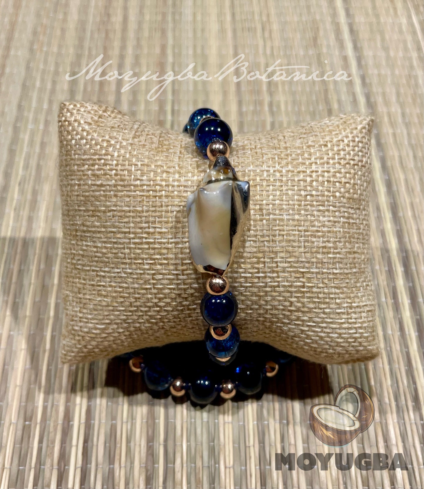 Yemaya Inspired Blue Beaded Bracelet with Shell Charm