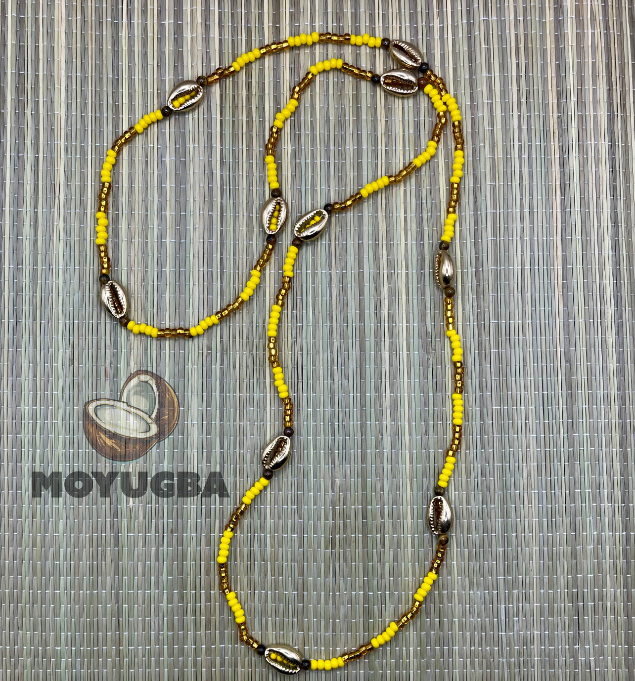 OSHUN with Tiger Eye Beads/Cowrie Shells Necklace/Eleke/Collar - Santeria/Yoruba