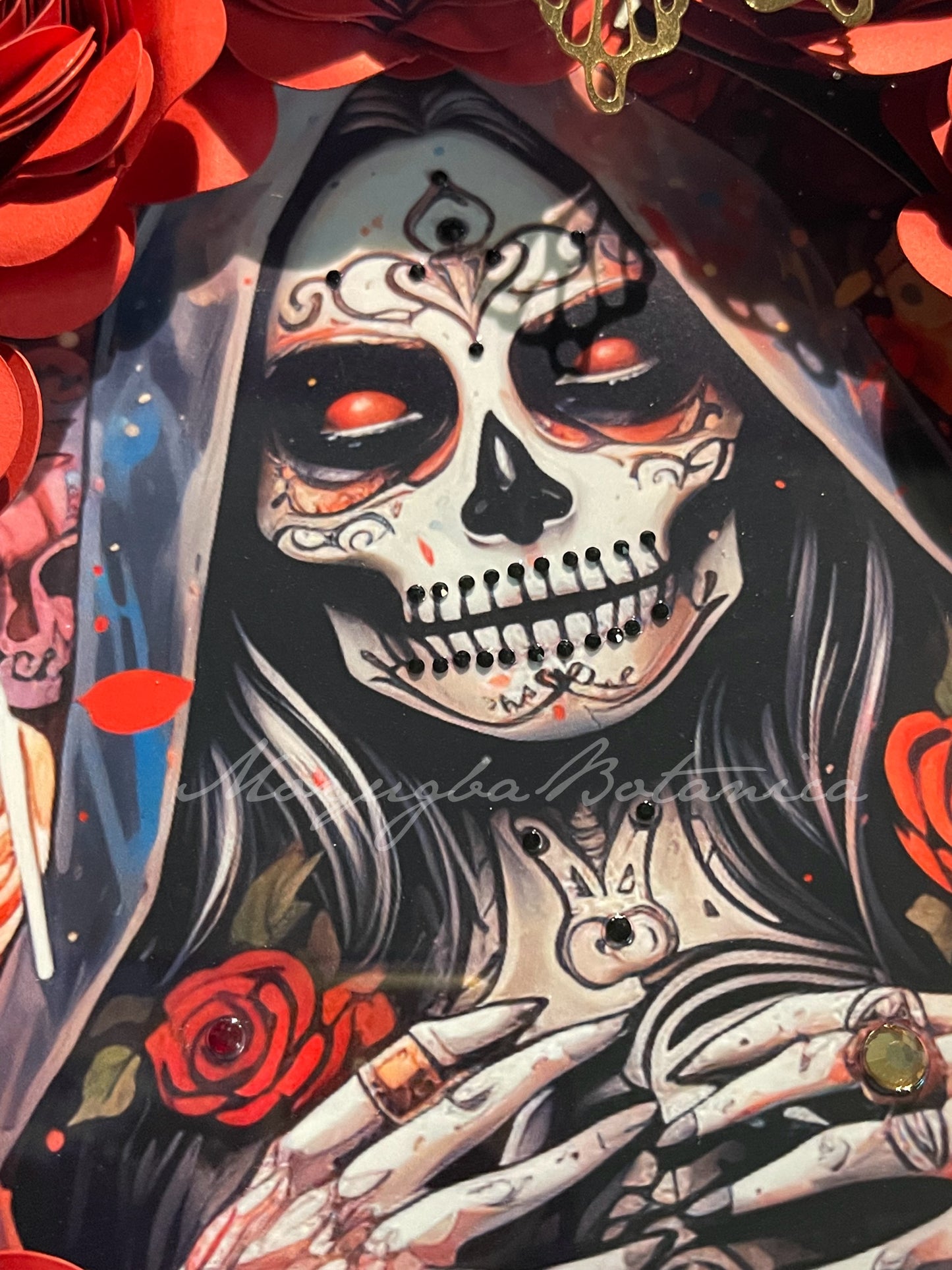 SANTA MUERTE Rose Shadow Box - 9x9