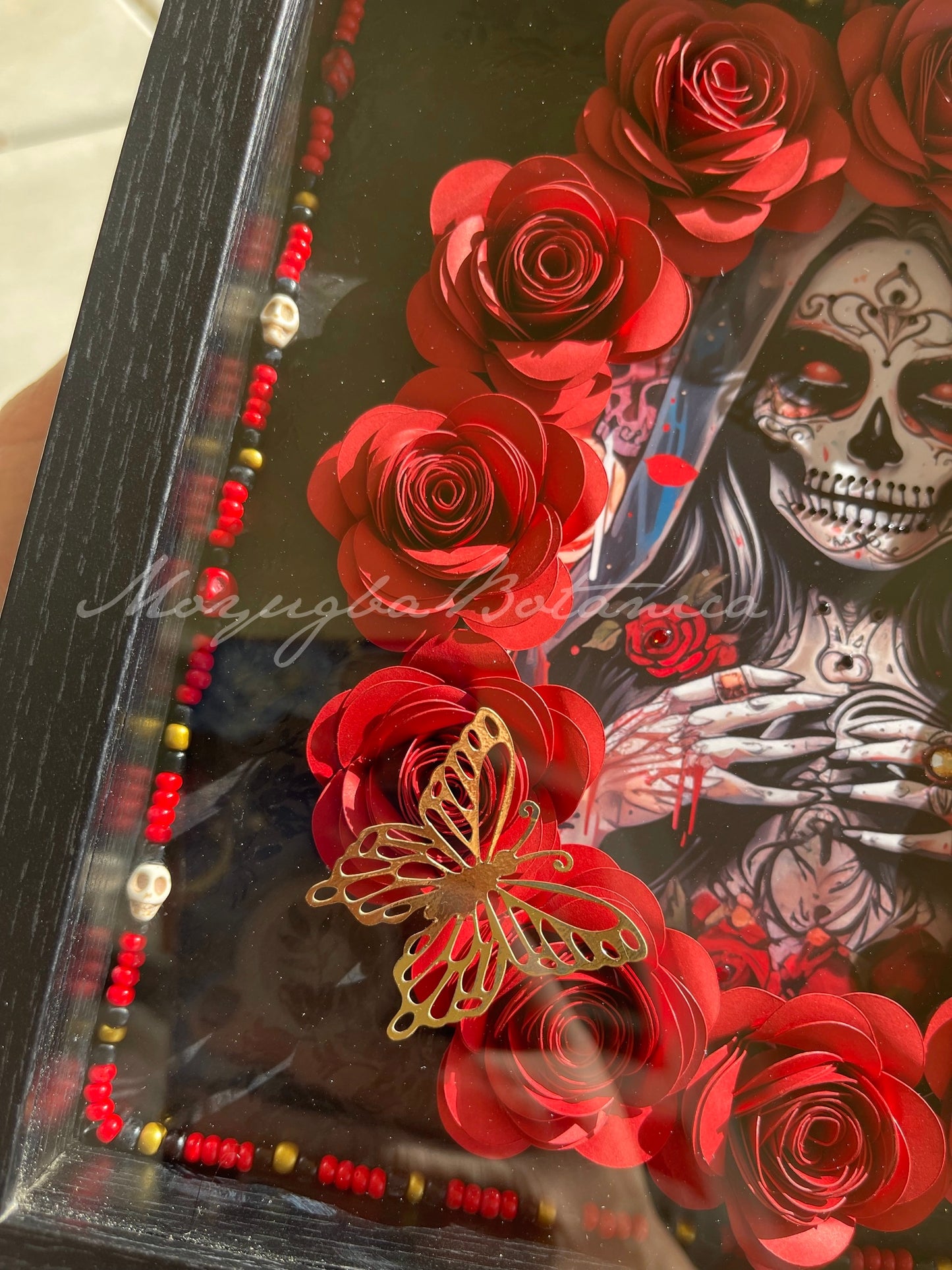 SANTA MUERTE Rose Shadow Box - 9x9