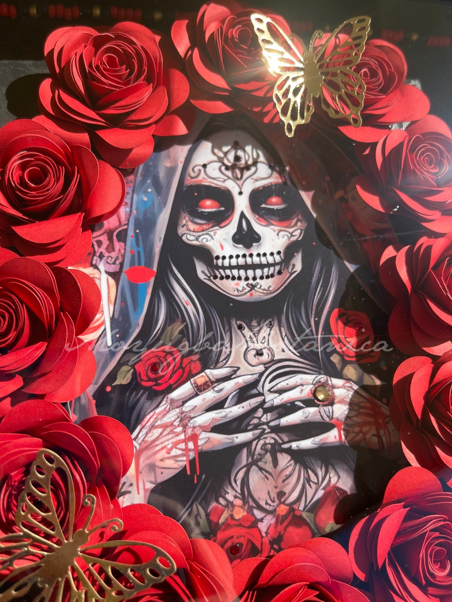 SANTA MUERTE Rose Shadow Box - 9x9