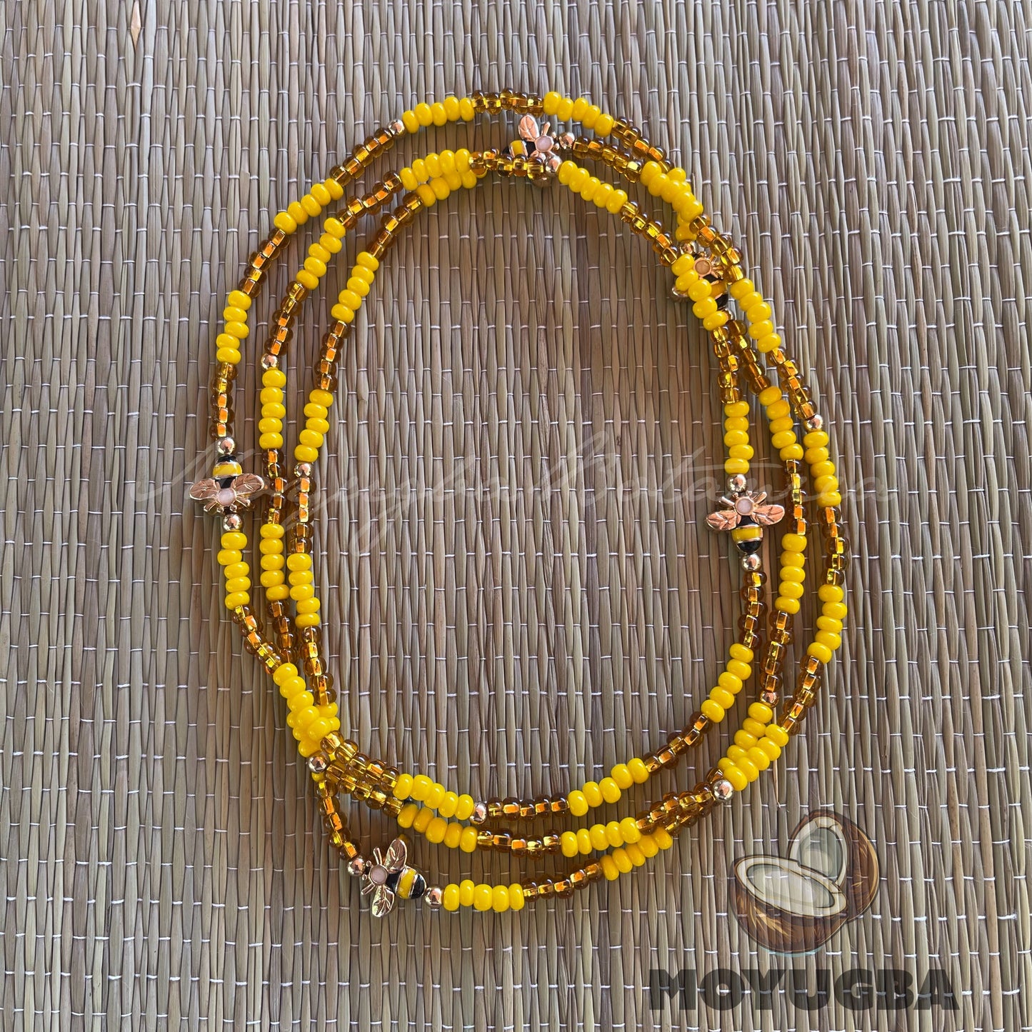 Orisha Oshun - 5 BEE CHARM Necklace/Eleke/Collar - Santeria/Yoruba