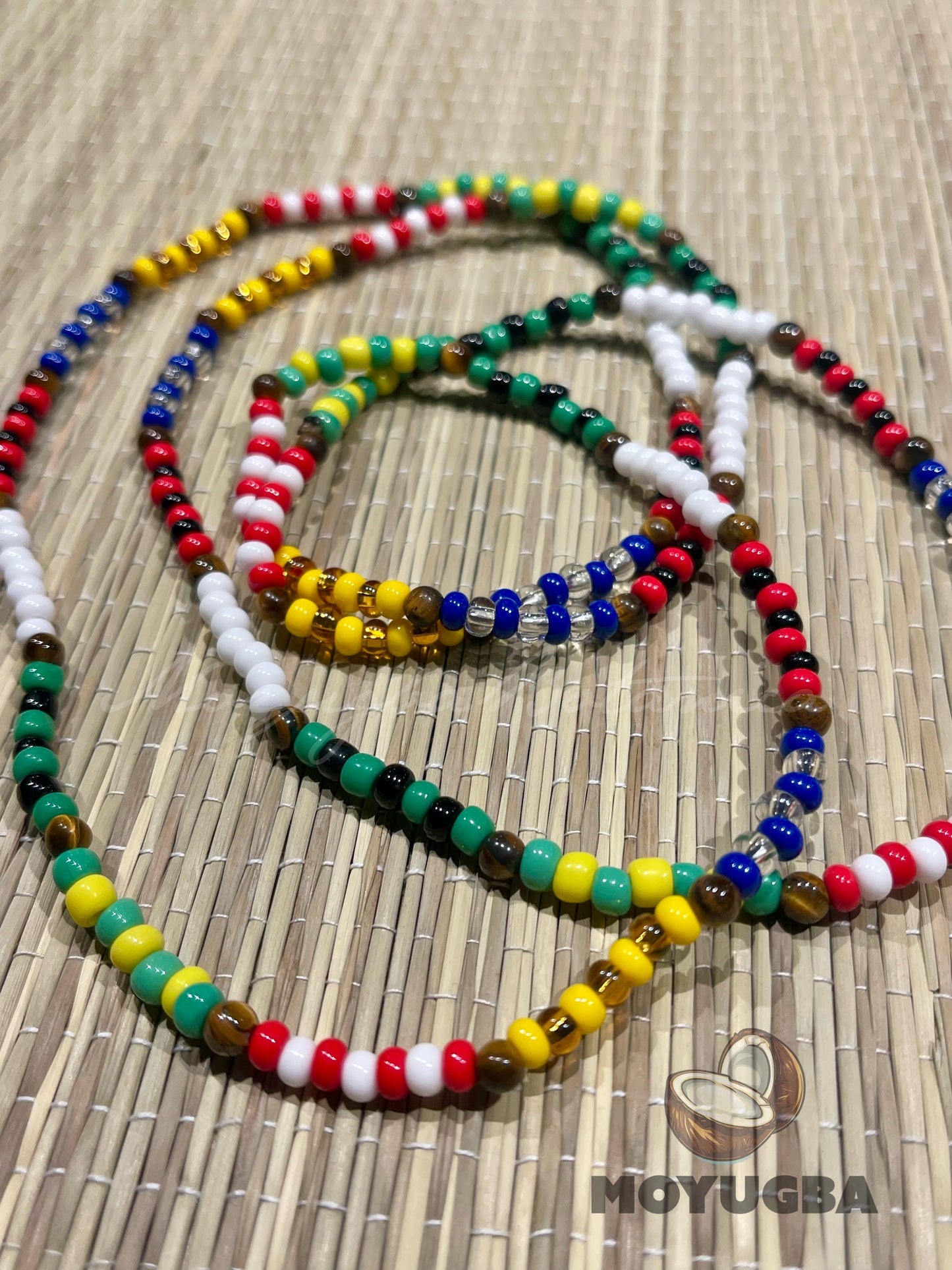 7 AFRICAN POWERS/7 POTENCIAS with Tiger Eye Beads Necklace/Collar/Eleke ~ Santeria/Yoruba