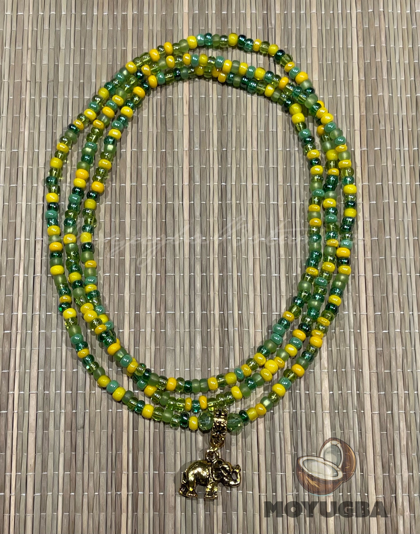 ORULA Elephant Necklace with Mixed Color Beads - Santeria /Yoruba