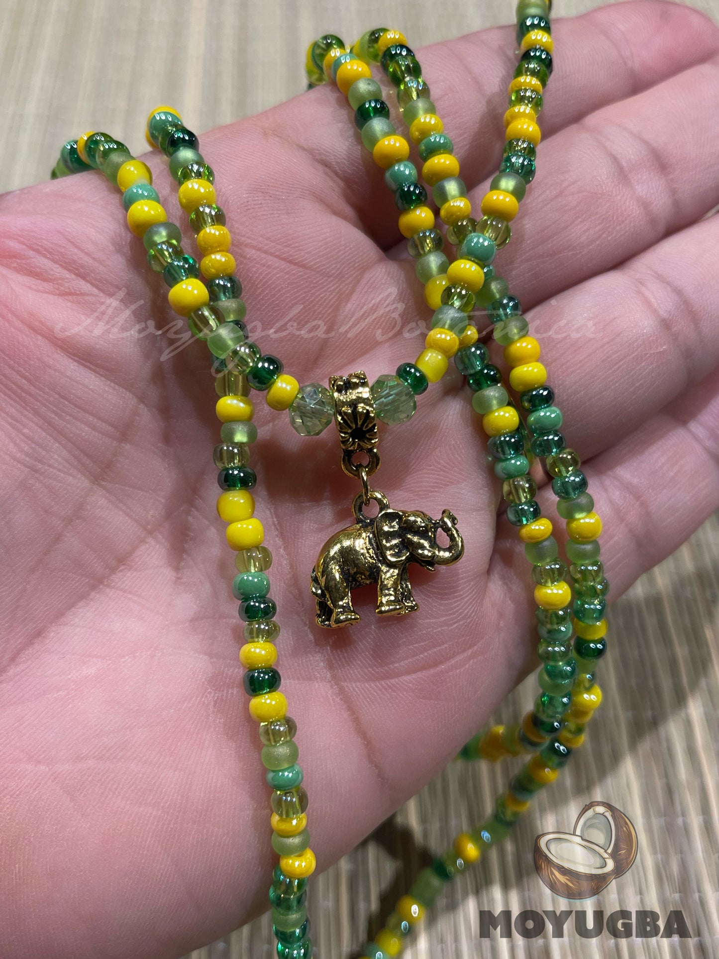 ORULA Elephant Necklace with Mixed Color Beads - Santeria /Yoruba