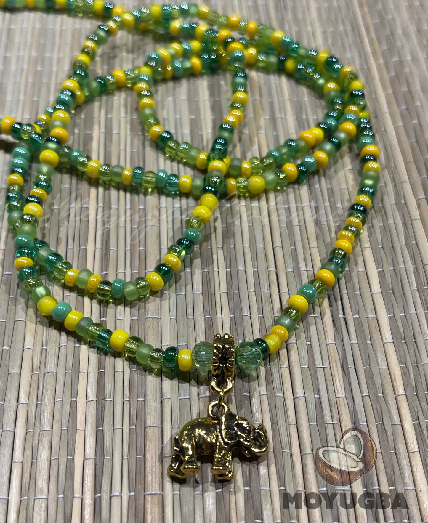 ORULA Elephant Necklace with Mixed Color Beads - Santeria /Yoruba