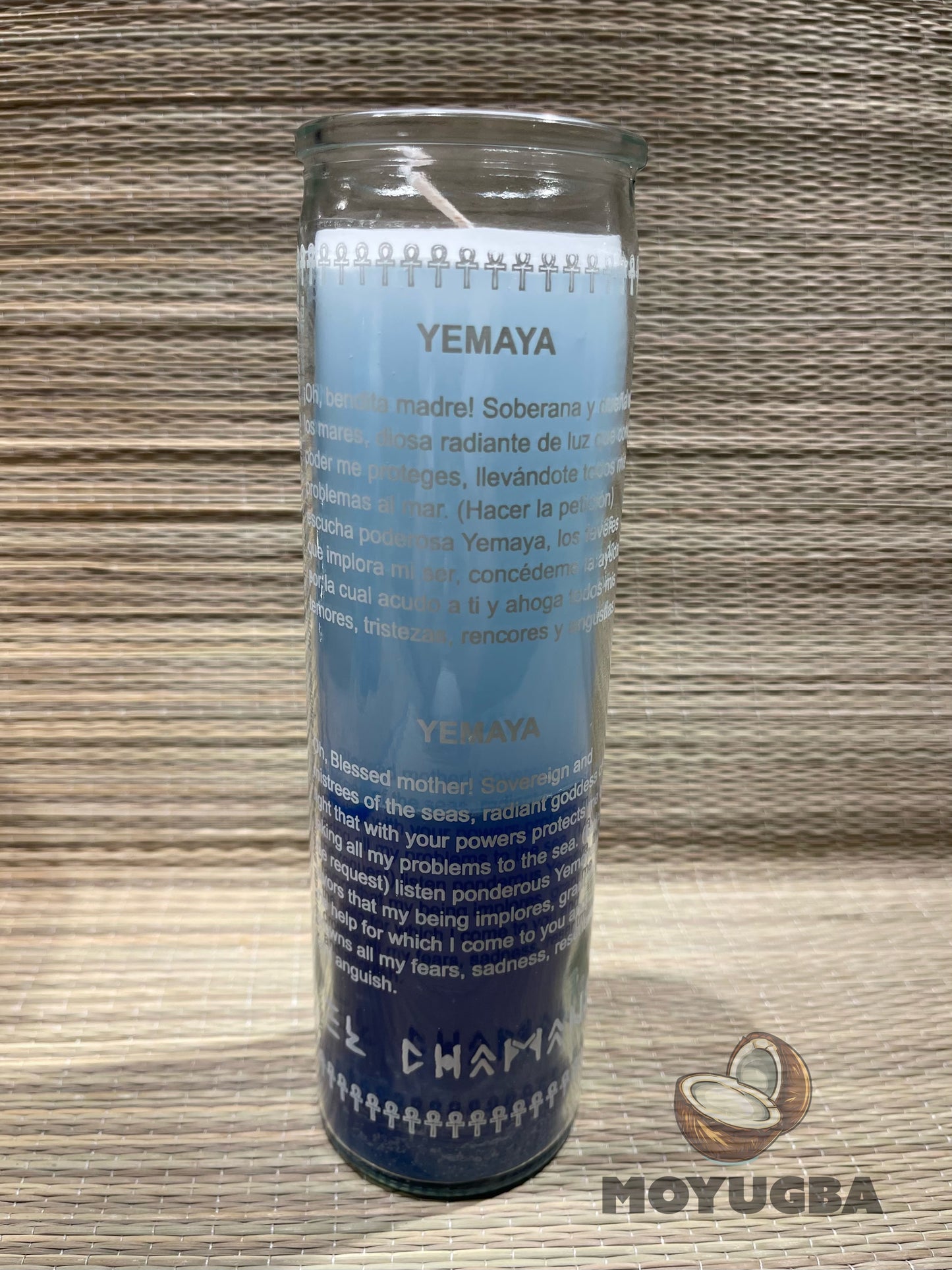 Blue and White Yemaya Candle - Spiritual Goddess Energy