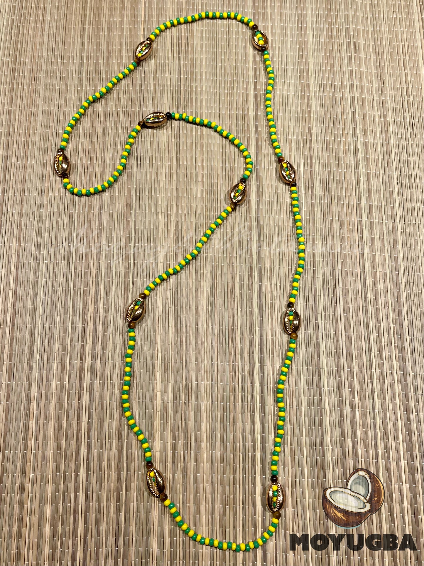 IFA ORULA Necklace with Cowrie/Tiger Eye Beads - Collar de Orula.
