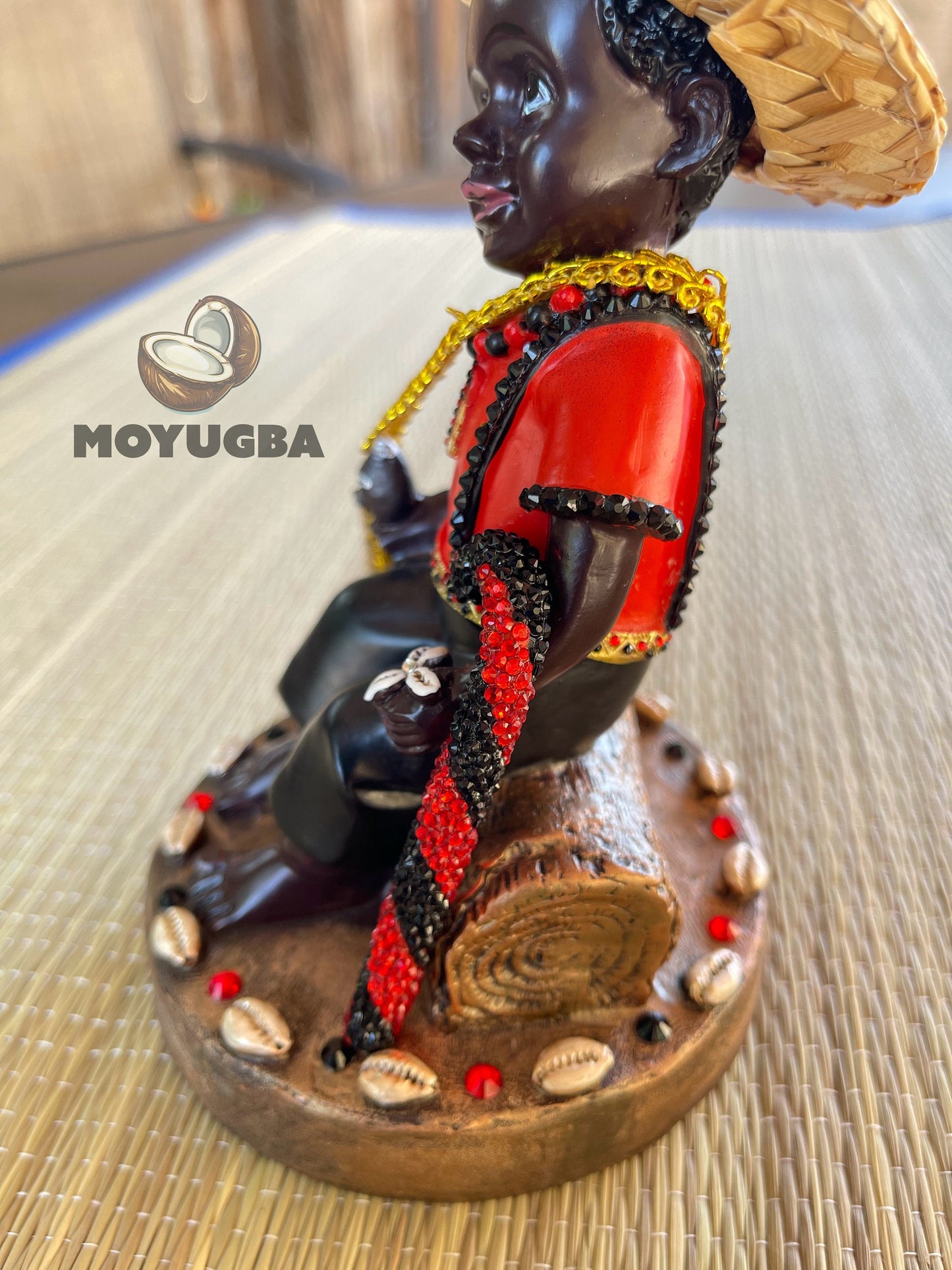 RHINESTONED - Orisha Eleggua Sitting Statue for Altar - Santeria