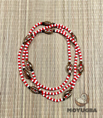 SHANGO with Tiger Eye Beads/Cowrie Shells Necklace/Eleke/Collar - Santeria/Yoruba