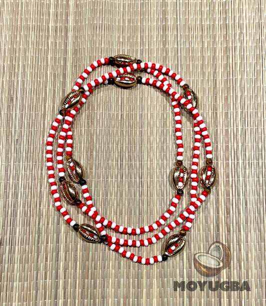 SHANGO with Tiger Eye Beads/Cowrie Shells Necklace/Eleke/Collar - Santeria/Yoruba