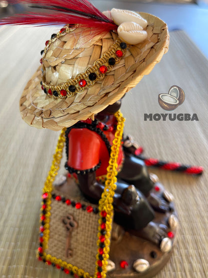 RHINESTONED - Orisha Eleggua Sitting Statue for Altar - Santeria