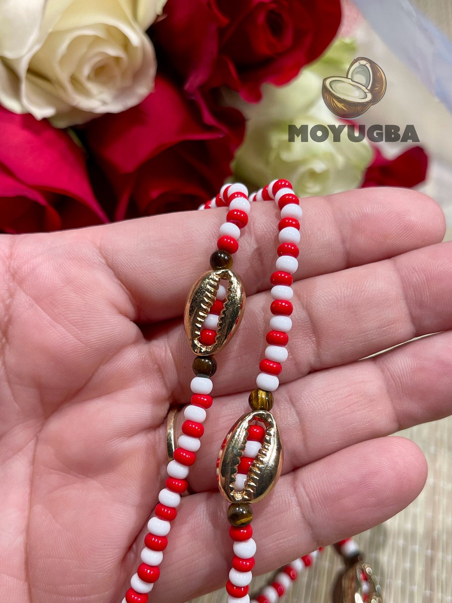 SHANGO with Tiger Eye Beads/Cowrie Shells Necklace/Eleke/Collar - Santeria/Yoruba