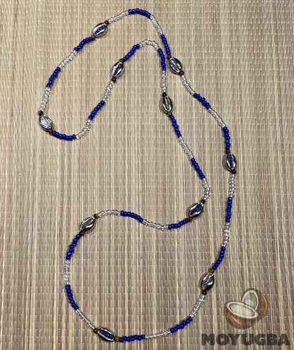 Tiger eye Yemaya Necklace/Eleke/Collar with Cowries - Santeria/Yoruba