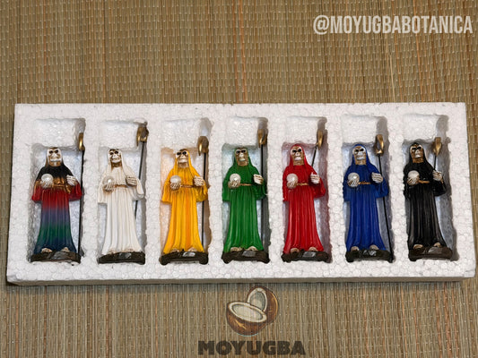 7 PACK Mini Santa Muerte Statues - 3.5" with Scythe - (Removable)