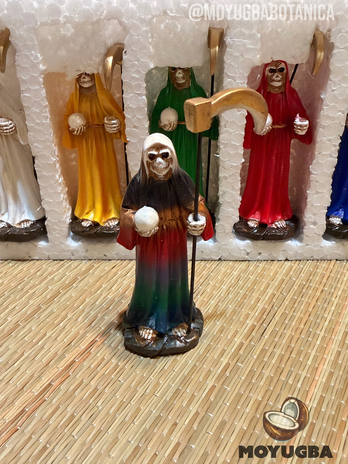 7 PACK Mini Santa Muerte Statues - 3.5" with Scythe - (Removable)