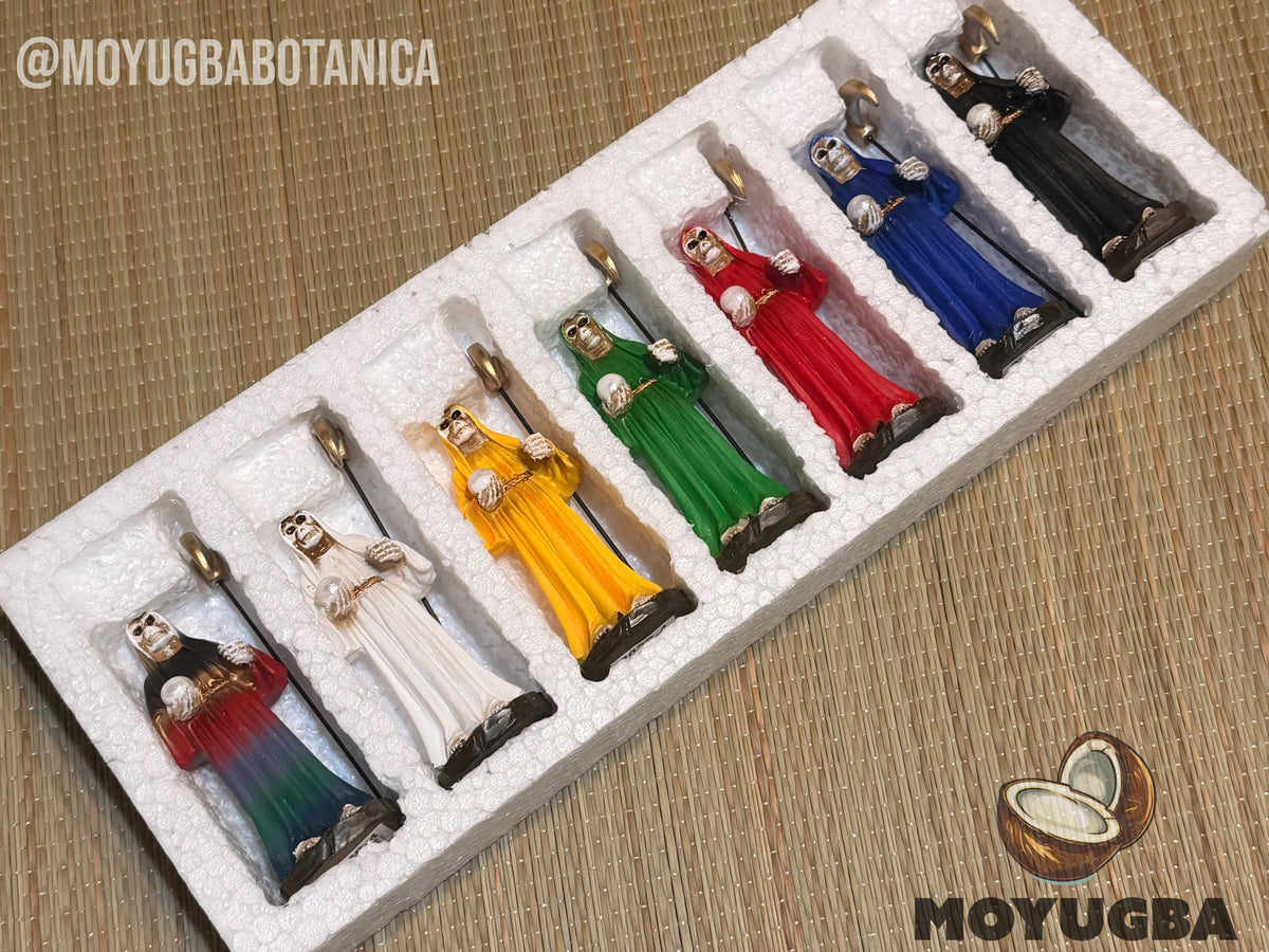 7 PACK Mini Santa Muerte Statues - 3.5" with Scythe - (Removable)