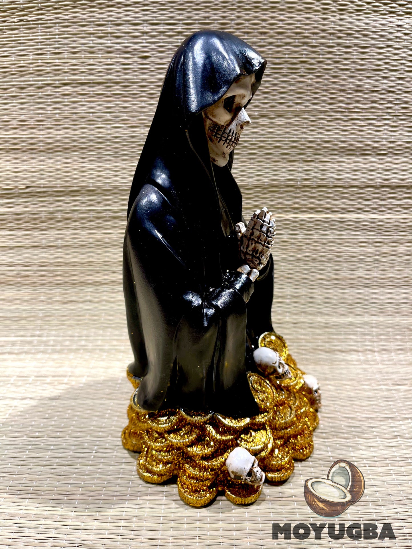 Unique Black Santa Muerte Money Statue