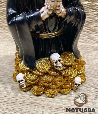 Unique Black Santa Muerte Money Statue