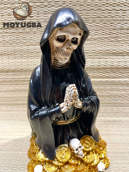 Unique Black Santa Muerte Money Statue