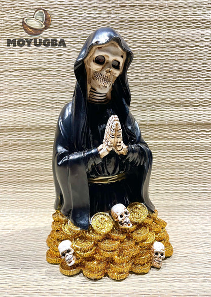 Unique Black Santa Muerte Money Statue