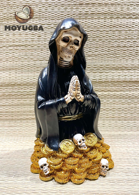 Unique Black Santa Muerte Money Statue