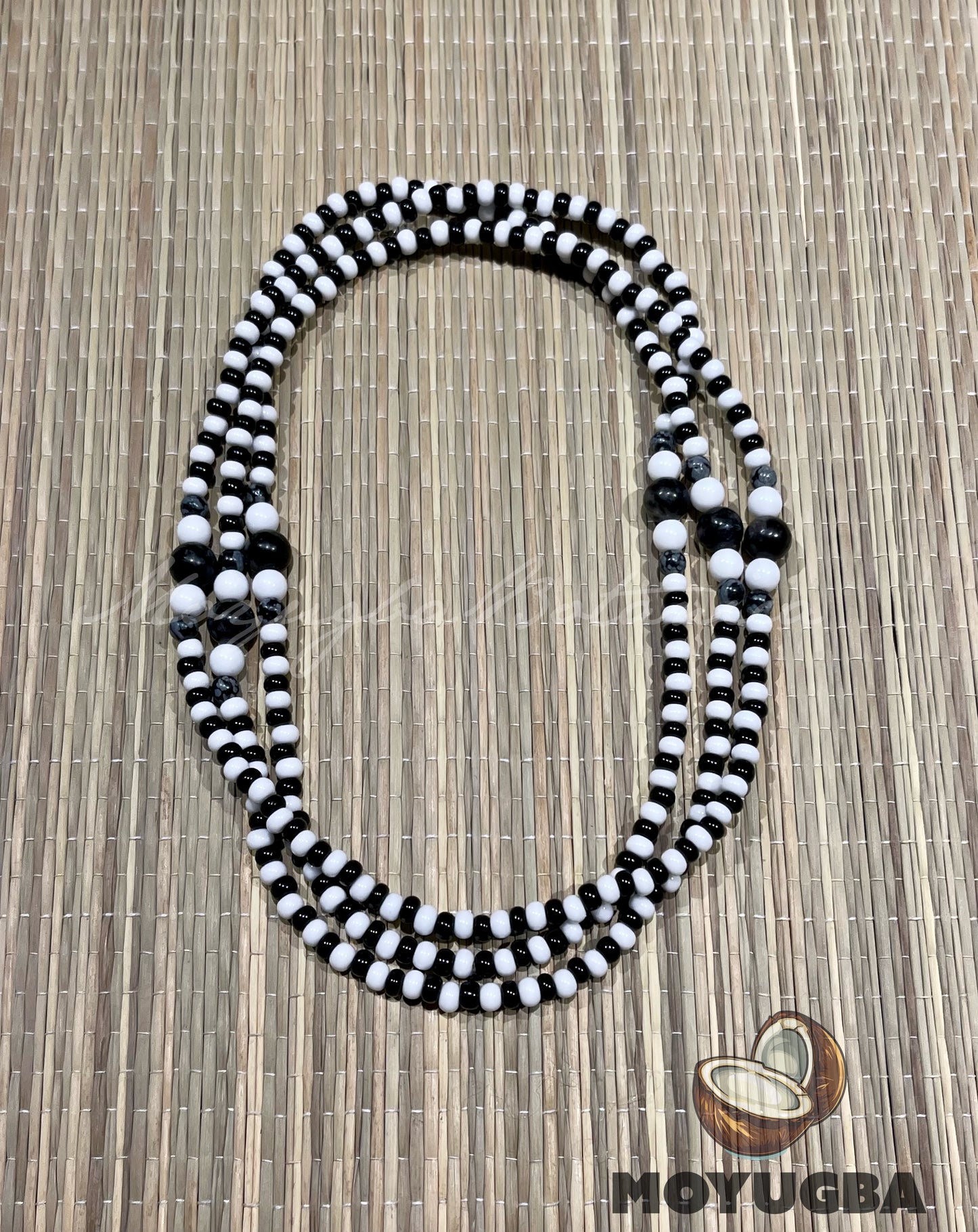 ELEGGUA Black and White  Necklace/Eleke/Collar - Santeria/Yoruba