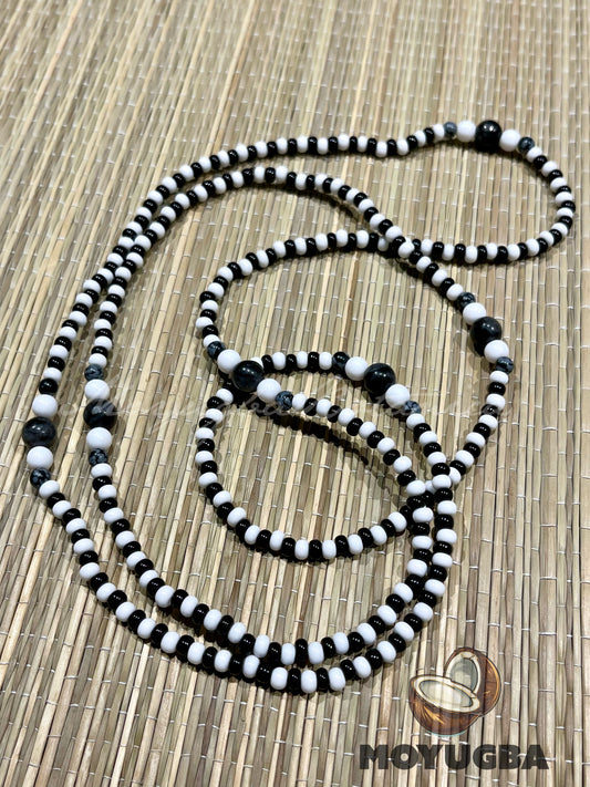 ELEGGUA Black and White  Necklace/Eleke/Collar - Santeria/Yoruba