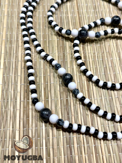 ELEGGUA Black and White  Necklace/Eleke/Collar - Santeria/Yoruba