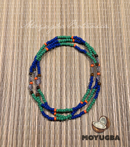INLE with Tiger Eye Beads Necklace/Eleke/Collar - SANTERIA/YORUBA