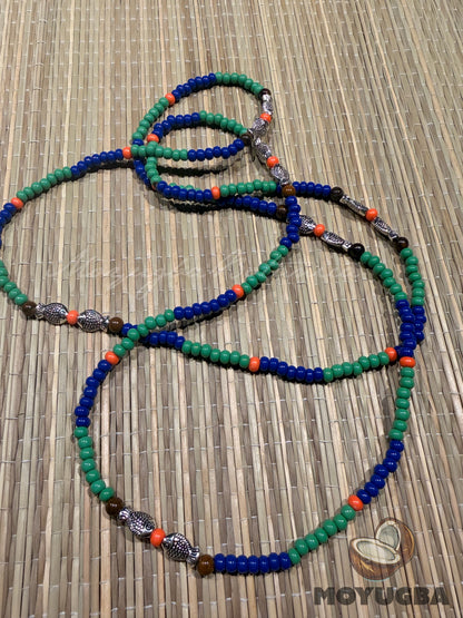 INLE with Tiger Eye Beads Necklace/Eleke/Collar - SANTERIA/YORUBA