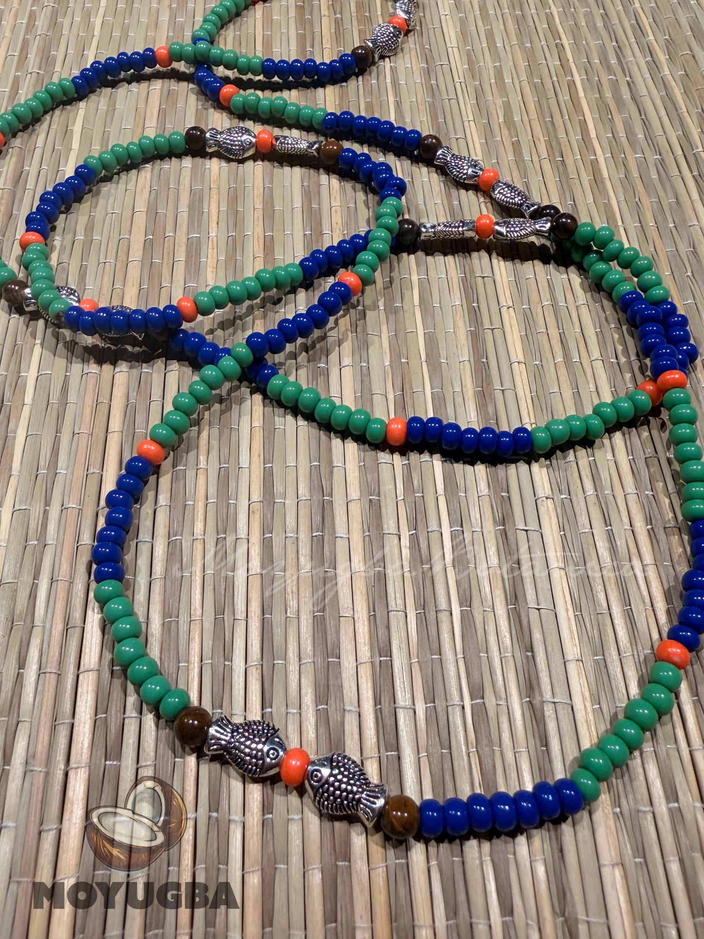 INLE with Tiger Eye Beads Necklace/Eleke/Collar - SANTERIA/YORUBA