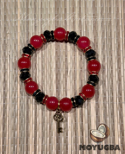 Inspired Eleggua Stretch Bracelet with Key Charm | Santeria/Yoruba