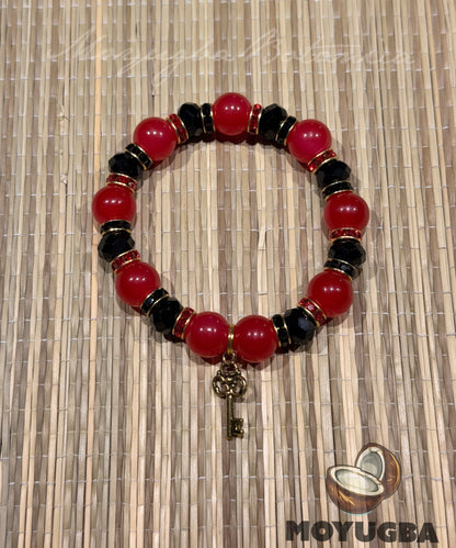 Inspired Eleggua Stretch Bracelet with Key Charm | Santeria/Yoruba