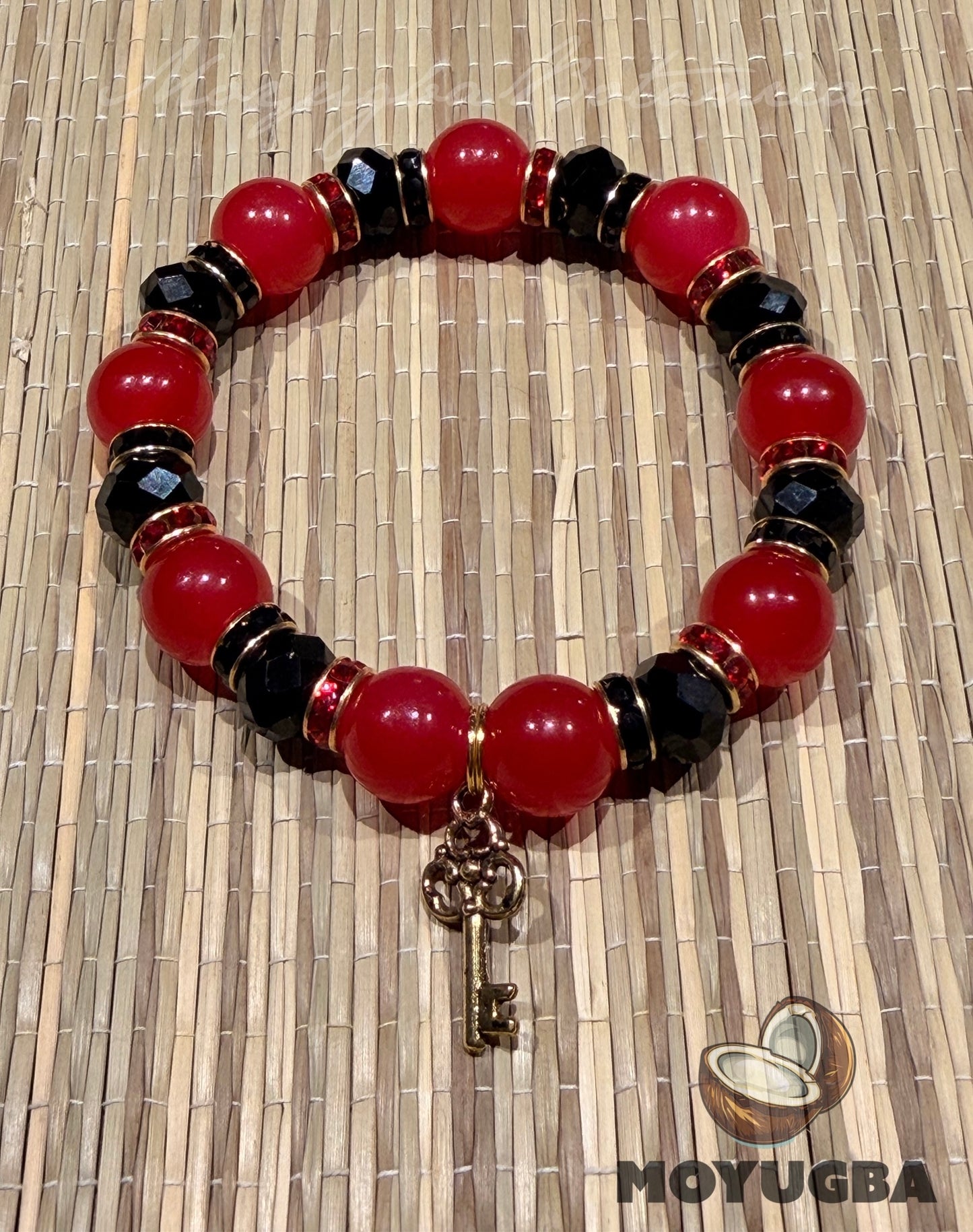 Inspired Eleggua Stretch Bracelet with Key Charm | Santeria/Yoruba