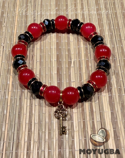 Inspired Eleggua Stretch Bracelet with Key Charm | Santeria/Yoruba