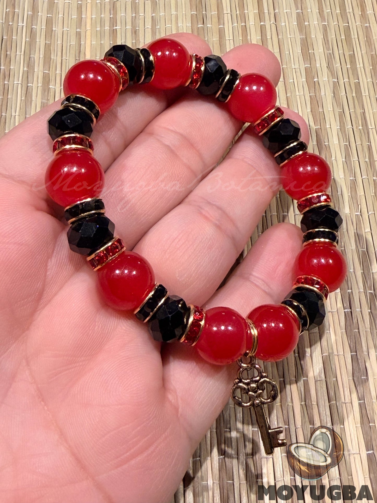 Inspired Eleggua Stretch Bracelet with Key Charm | Santeria/Yoruba