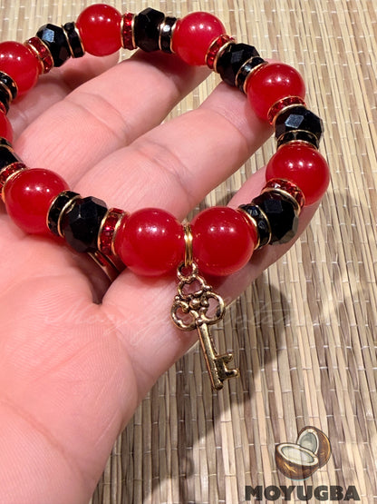 Inspired Eleggua Stretch Bracelet with Key Charm | Santeria/Yoruba