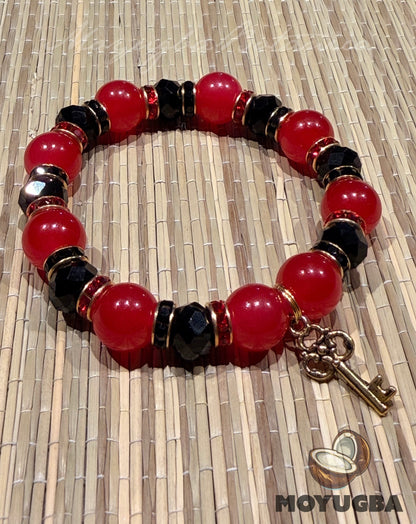 Inspired Eleggua Stretch Bracelet with Key Charm | Santeria/Yoruba