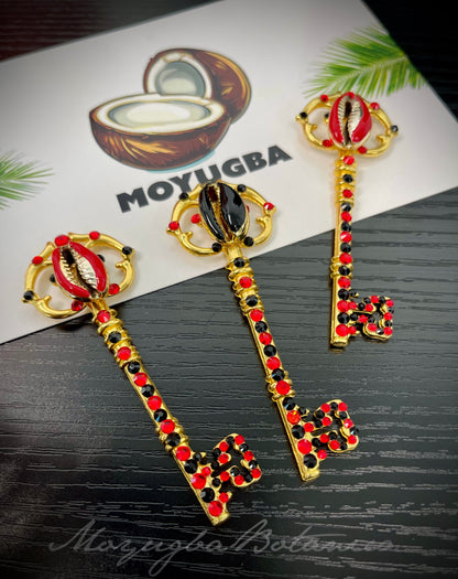 Handcrafted Rhinestoned Eleggua Keys -Llaves para Eleggua - Set of 3 Santeria/Yoruba
