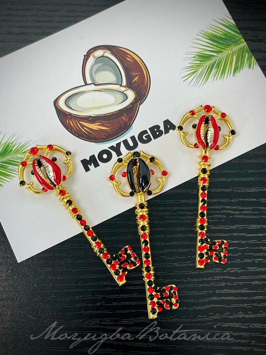 Handcrafted Rhinestoned Eleggua Keys -Llaves para Eleggua - Set of 3 Santeria/Yoruba