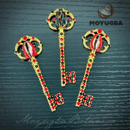Handcrafted Rhinestoned Eleggua Keys -Llaves para Eleggua - Set of 3 Santeria/Yoruba