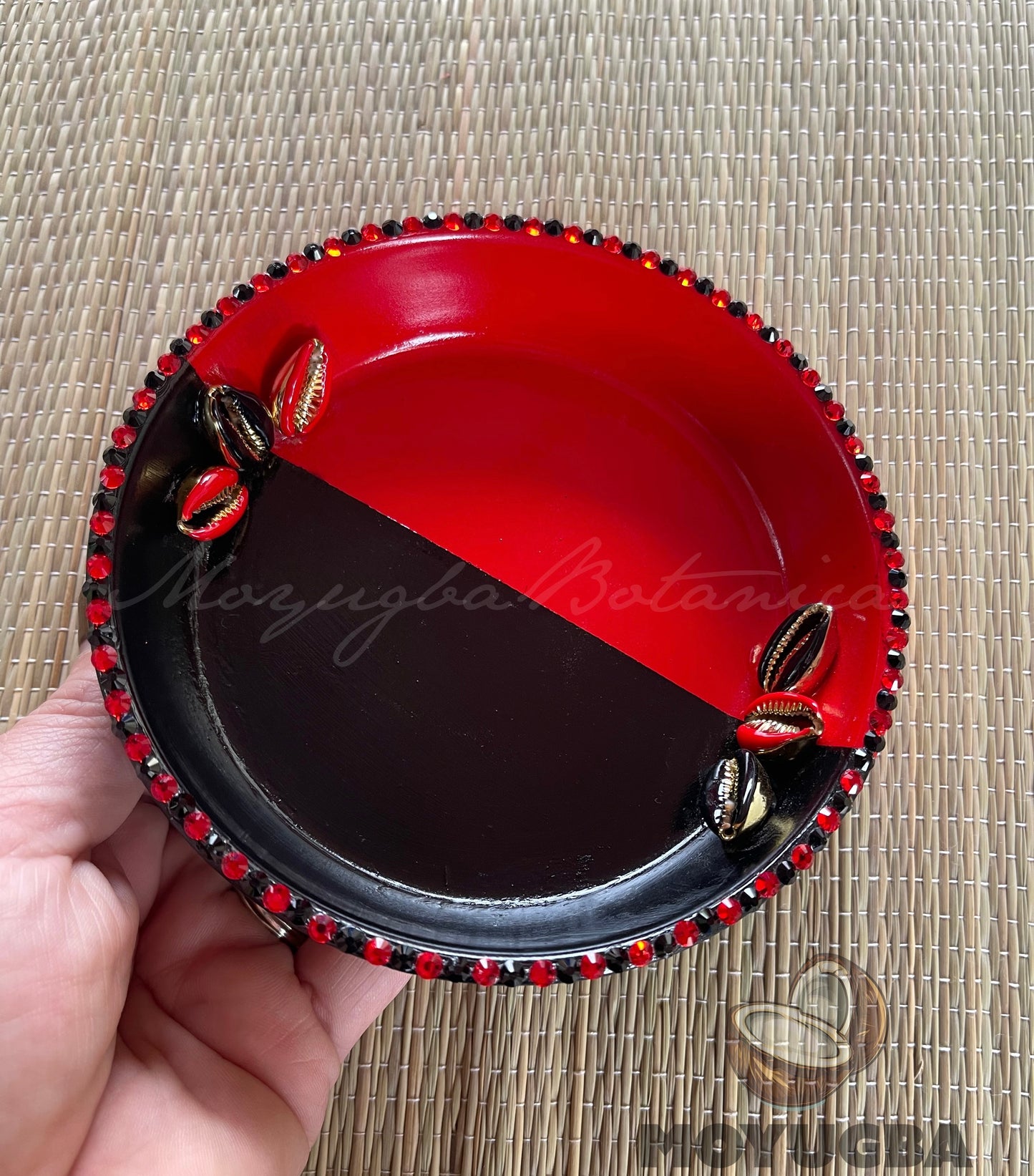 Rhinestoned Eleggua Candle Plate/Plato de Eleggua para Vela - Santeria/Yoruba