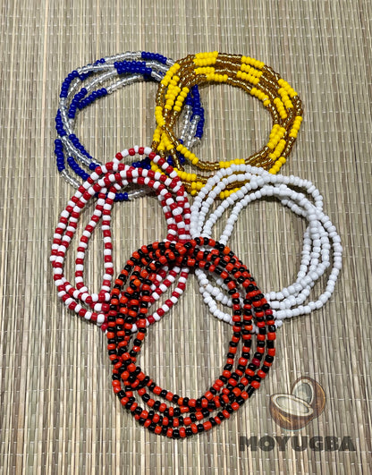 SET of 5 Necklaces/Elekes/Collares SANTERIA/YORUBA - with white zip pouch.